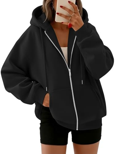 Trendy Queen Oversized Huvtröja med dragkedja, Y2K, höst, sweatshirt, 2026