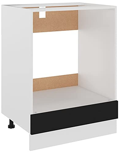 Voupuoda Herdumbauschrank, Küchenschrank, Herdschrank, Backofenschrank, Unterschrank, Schwarz 60x46x81,5 cm Spanplatte