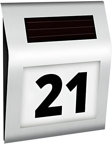 Retoo Hausnummer LED Beleuchtet Edelstahl Individuelle Solar mit Bewegungsmelder und Dämmerungssensor, Solarhausnummer Wetterfest, Edelstahl-Hausnummer IP44, Wandleuchte Rostfrei, 0-9