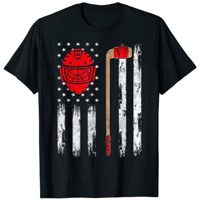 Amerikanische Hockeybekleidung für Herren und Jungen, Eishockey-USA-Flagge T-Shirt