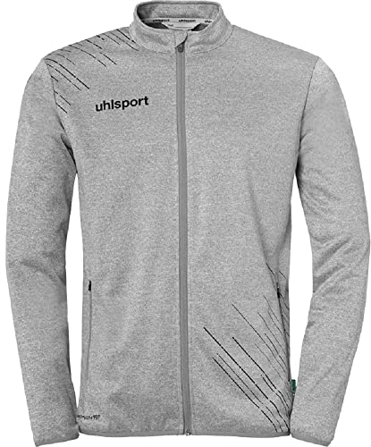 uhlsport Score 26 Classic Jacke Herren Sport Fußball Trainingsjacke Sweatshirt Jacke Sweatjacke - elastischer Ausgehanzug mit Reißverschluss-Taschen, dark grau melange/schwarz, L
