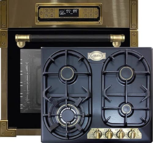 Kaiser EH 6726 AD + KG 6325 Em Turbo, Retro Horno Empotrado 80L, Juego de Horno Eléctrico + Encimera 60 cm, Negro Esmaltado, Gas Natural/propano/Gas Líquido