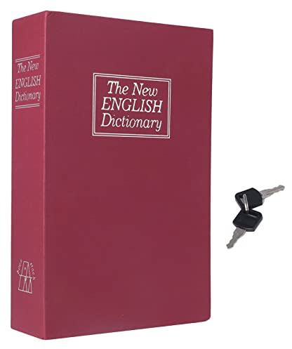 Diccionario Hucha De Monedas, Libro De Desvío Libros De Imitación Seguras Revestimiento De Acero Inoxidable Realista Caja De Almacenamiento Segura Para Libros Portátil Con Cerradura De Llave M(Rojo)