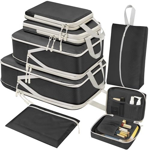 ZFWDSY Organizer Valigia Cubi da Viaggio, 7 Pezzi Set Packing Cubes Sacchetti di Organizzatore Estensibile Salvaspazio o Deposito per la Casa