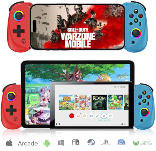 arVin Mobile Gaming Controller for Tablet/iPad[Within 5-10] Wireless Gamepad for iPhone/Android/PC/Switch/PS4, with RGB Hall Effect Joystick/Turbo/6-Axis Gyro/Vibration/Support Streaming/Cloud Gaming