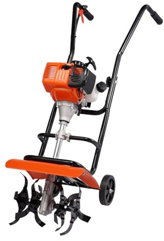 VEVOR Motocoltivatore a 31 CC a 4 tempi, con 4 denti anteriori regolabili in acciaio, per coltivazione di prato, giardino e terreno