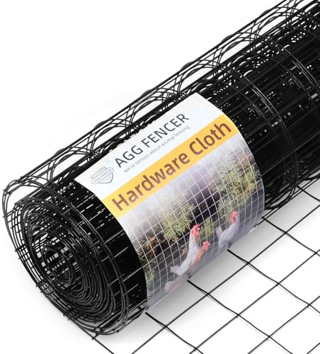 AggFencer 48inch x 50ft Black Vinyl Coated Hardware Cloth 2 X 3 16Ga Welded Wire Mesh fence, PVC Coated Welded Chicken Wire Fencing, Metal Garden Plant Fencing, for Chicken Coop and Home Improvement