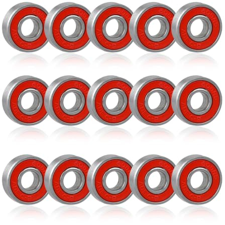 OUDQFCJ 15pcs 608RS Kugellager Metall Double Shielded Miniatur Rillenkugellager für Skateboard Roller Inline Skates