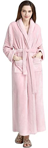 MJGkhiy Vestaglia Invernale Donna Calda Lunga/corta Morbido Manica Lunga Flanella Accappatoio Pigiama Kimono Vestaglia Con Cintura Elegante Camicia Da Notte Pigiama Loungewear Fleece Accappatoio