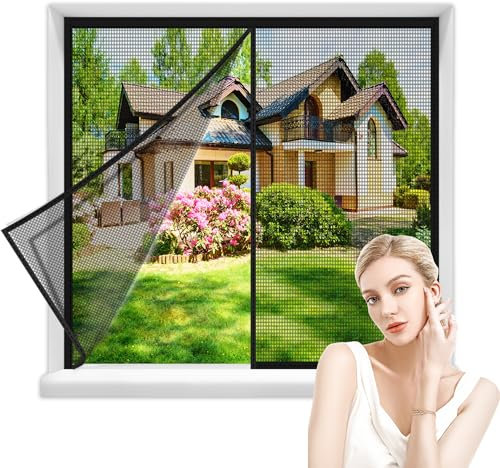 Cortina Mosquitera Magnética 130x205cm Cortina Mosquiteras Magnética de Malla Anti-insectos Tela Mosquiteras de Ventanas para Cocina Balcon Dormitorio Negro