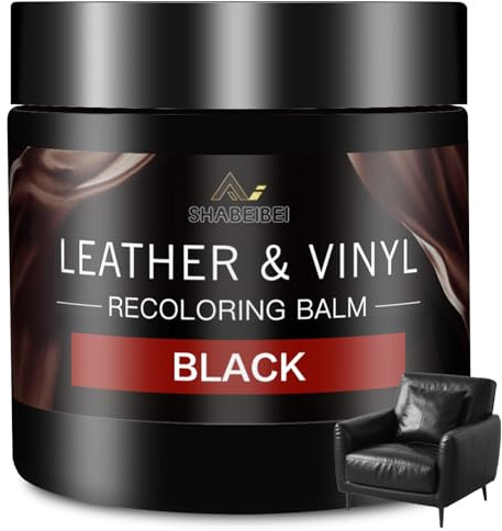 SHABEIBEI Set Riparazione Pelle, 200ml – Cura Pelle Nera per Divani, Mobili in Pelle, Sedili Auto e Borse, Riparazione Graffi & Colore per Pelle Sintetica e Vera Pelle