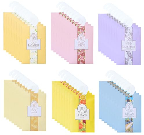 42PCS Scented Sachet for Drawers Closets Hanging Wardrobe Fresheners Scented Sachets Long-Lasting Fragrance Air Freshener Sachets Bags for Bathrooms, Cars(Jasmine Lily Rose Ocean Lemon Lavender)