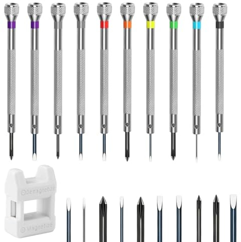 21 Pcs Watch Screwdriver Set 0.6-1.6 mm Watchmakers Precision Screwdriver Kit for Watch Jewellers Glasses Clocks Repair Watchmaker Tool for Watch Back Removal Battery Replacement