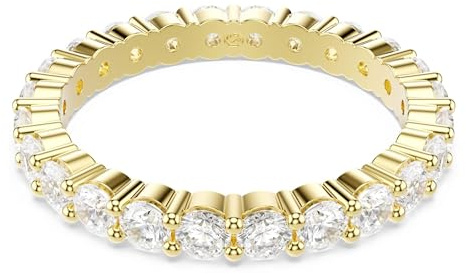 Swarovski Matrix Vittore Collezione Anello a fascia, Taglio rotondo, Bianco, Placcato tonalità oro