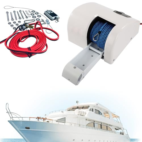 RSPPPJQ Boat Electric Anchor Winch,12V Electric Anchor Winch with Remote Control Saltwater Boat Windlass Kit, for 24ft Boat