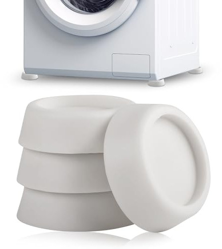 ECENCE Schwingungsdämpfer Waschmaschine 4er Set Vibrationsdämpfer Gummi-Füße Weiss für Trockner, Geschirrspüler, Anti-Rutsch-Füße, Antivibrationspads