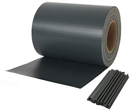 Naimorui PVC Sichtschutzfolie Sichtschutzstreifen Garten Sichtschutz Zaun Inkl. 20 x Befestigungsclips 450g/m² - Doppelstabmatten für Gartenzaun - (19cm*35m Anthrazit)