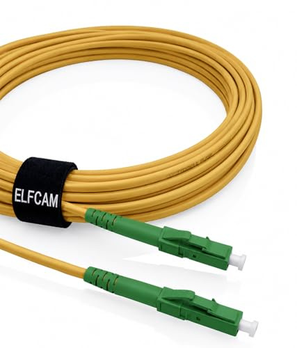 Elfcam® - 15m LWL Glasfaserkabel LC/APC auf LC/APC Stecker, Kompatibel mit Deutscher Telekom, Simplex 9/125μm Patchkabel, Lichtwellenleiter LSZH, Gelb, (15M)