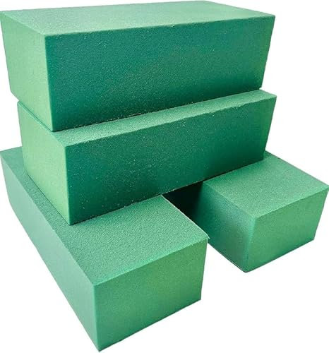 Silk Flower 4 x Wet Floral Foam for Fresh Flowers - Floristry Supplies for Wedding Flowers Decoration - Florist Foam for Fresh Flowers - Floral Sponge Blocks for Wedding Bouquet - (23 x 11 x 7.5cm)