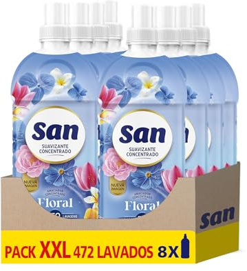SAN FLORAL | Suavizante Ropa Lavadora Líquido Concentrado | Pack de 8 x 59 Lavados = 472 Dosis