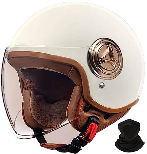 Retro-Motorradhelm, Rollerhelm mit Visier, offener halber Jethelm, Mopedhelm für Erwachsene Männer und Frauen, DOT/ECE-geprüft B,S 54-55cm