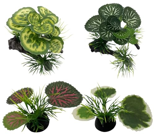 DiiWmme Lot de 4 plantes artificielles en plastique vertes pour aquarium - Plantes aquatiques artificielles - Accessoires pour la maison et le bureau