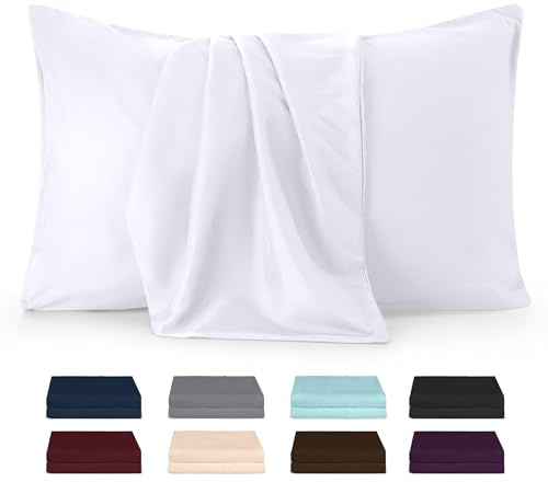 Utopia Bedding - Microfibra cepillada Suave - 100% poliéster - Funda de Almohada de 40 x 80 cm - Juego de 2 - Fundas de Almohada Resistentes al Encogimiento y a la decoloración - Blanco