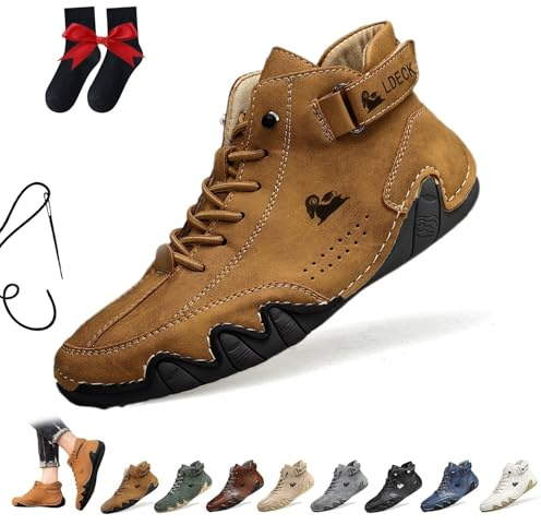 Bottes Hautes En Daim Faites À La Main Italiennes Chaussures Beck for Hommes Baskets Décontractées Imperméables En Daim Bottines D'extérieur Antidérapantes Et Respirantes Pieds Nus(brun,41 EU)
