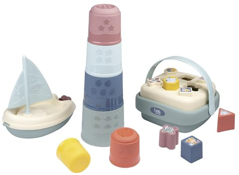 Smoby Little Coffret Eveil et Bain - Reconnaissance des Formes - Motricité - Magic Tower - Panier des Formes - Bateau à Voile - A Partir de 12 Mois - Fabrication Française