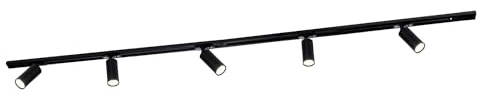 Ledvion Sistema de rieles iluminacion 2m Negro 5 focos blanco calido