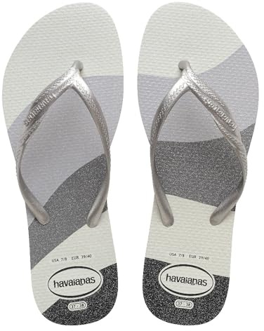 Havaianas - Fantasia Gloss, Chanclas Cómodas, Minimalistas y Versátiles, con Toques Brillantes, Mujer, White Silver, 43/44 EU