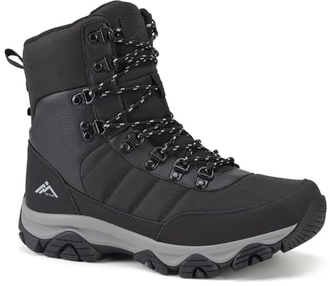 CC-Los Men's Snow Walking Boots | Winter Waterproof Hiking Boot | Segmented Insulation Warm Fur Lined | Black Size 6-13