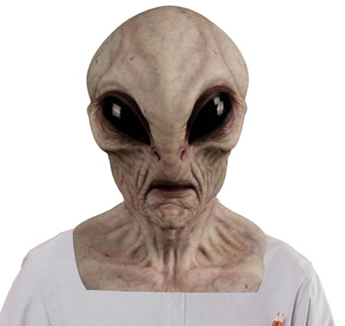 Främmande ansiktsmask – heltäckande utomjordingar, töjbar realistisk latex | bekvämt utomjording ansikte, perfekt för halloweenkostymer, cosplay-evenemang eller temafester och lätt att bära