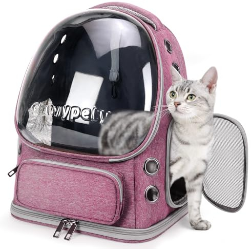Cawypety Cat Backpack Carrier Large Space Bubble Backpack up to 12lbs Pink