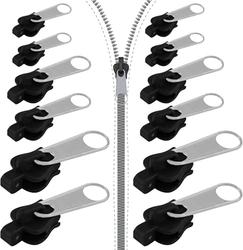 DINGFENG Curseur fermeture à glissière de rechange, 24 pièces, curseurs pour fermetures éclair, fermeture éclair universelle, Noir, Plastique Métal