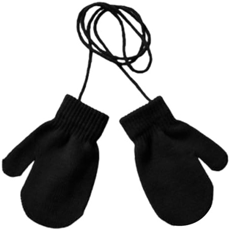 Stickade barnhandskar med snodd - babyhandskar med snodd, mjuk vinter | Barnhandskar med snöband, bekväma snöhandskar och hållbara bamhandskar