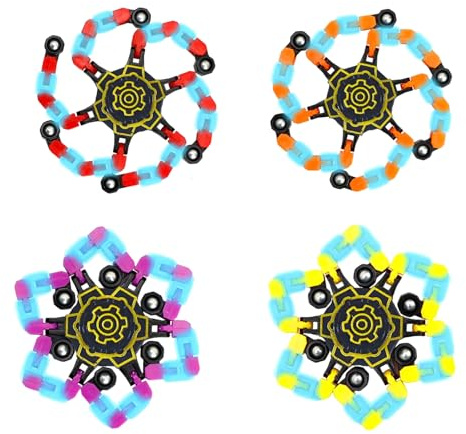 Fidget Spinner,RoadLoo 4 Pièces Fidget Spinners Transformables y Fluorescentes Spinner Robot Giratorio Juguete Antiestrés DIY Deformable Punta de Los Dedos Giroscopio Regalo para Adultos y Niños