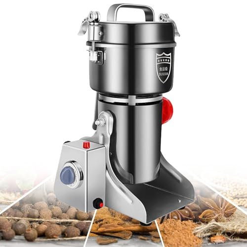 SaryEdge Electric Grain Mill Grinder, 304 Stainless Steel Grain Mill, High-speed Commercial Spice Grinder, Grain Mill for Flour, Wheat Grain Grinder for Making Flour,2500g (2500g