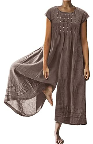 Lack Jumpsuit byxdress kortärmad rund hals dragkedja lös overall varm overall