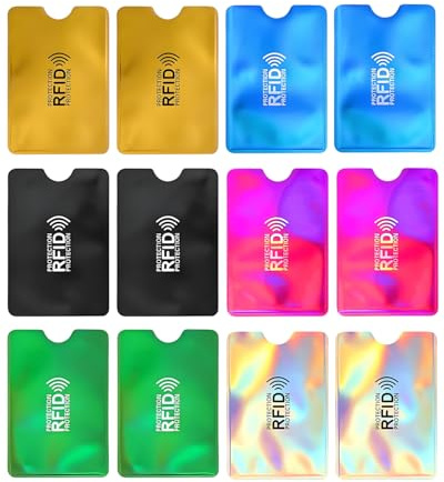 HUVZOR 12PCS custodie per carte di credito, titolare della carta rfid, porta carte di credito schermato, Custodia per Protezione Carta Prevenzione del furto d'identità per Donne e Uomini, 6 colori