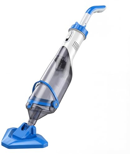 Outsunny Aspirateur de Piscine sans Fil, 1200L/h, Nettoyeur Piscine à Batterie Rechargeable, 60 Minutes d'Autonomie, Manche Télescopique 63 à 150 cm et Filtres, pour Spas et Bassins, Bleu
