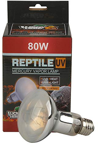 Lucky Herp, lampada UVA UVB a vapori di mercurio per rettili, 80 Watt, R80, E27 Filettatura a vite