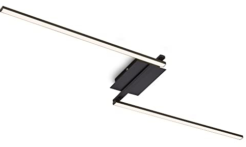 BRILONER - LED Deckenlampe schwenkbar, warmweiße Lichtfarbe, 12 Watt, 1400 Lumen, LED Lampe, Deckenleuchte, Wohnzimmerlampe, Schlafzimmerlampe, Küchenlampe, 143,6x12x6,6 cm, Schwarz