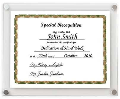 Get Acrylic Photo Frames - A4 Modern Acrylic Certificate Frame Landscape or Portrait Display. Wall Mount For Displaying Your Favourite Document, Certificate, Poster or Picture. Fixings Included.