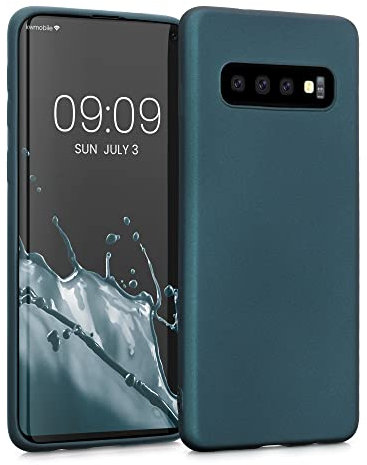 kwmobile Case kompatibel mit Samsung Galaxy S10 Hülle - Schutzhülle aus Silikon metallisch schimmernd - Handyhülle Metallic Petrol
