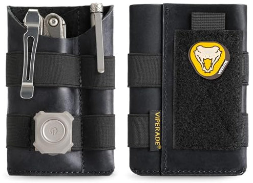 VIPERADE PL5 - Ultra Slim Lightweight EDC Multitool Pouch Organizer Multifunktion Durable Leder Tool Pocket Pouch, Taschenlampenhalter, Stifthalter, Werkzeugscheide, Messerscheide