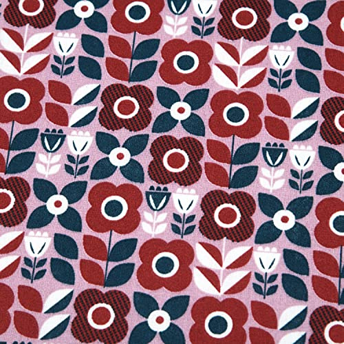 MAGAM-Stoffe Nico Baumwollstoff Oeko-Tex Meterware 50cm (Blumen rot)