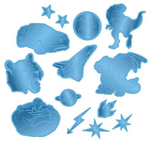 Step by Step Set reflektierende Sticker, Blau, 11 Sticker, Textilsticker, wasserfest, für Ranzen, Rucksack und Kleidung