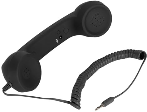 GOWENIC Auricular de Teléfono Retro con Receptor de Teléfono Celular de 3,5 Mm, Auricular USB para Teléfonos Celulares, Altavoz y Micrófono de Alto Volumen, para Móviles (Black)