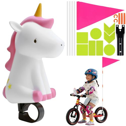 GAROMIA Fahrradhupe Kinder Mädchen Fahrradklingel Einhorn Kinder Hupe Fahrrad Klingel Kinder Hupe Fahrradhupe Kinder Mädchen Fahrrad Hörner Kinder Roller Zubehör Hupe für Kinderfahrrad